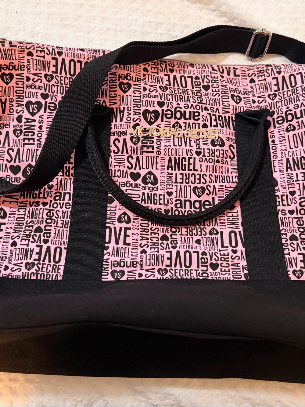 Victoria's Secret Pink Tote with Black Trim and Logo
